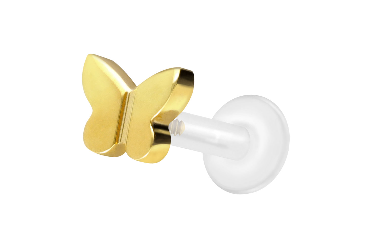 PTFE Labret Piercing mit Innengewinde + Titan-Aufsatz SCHMETTERLING